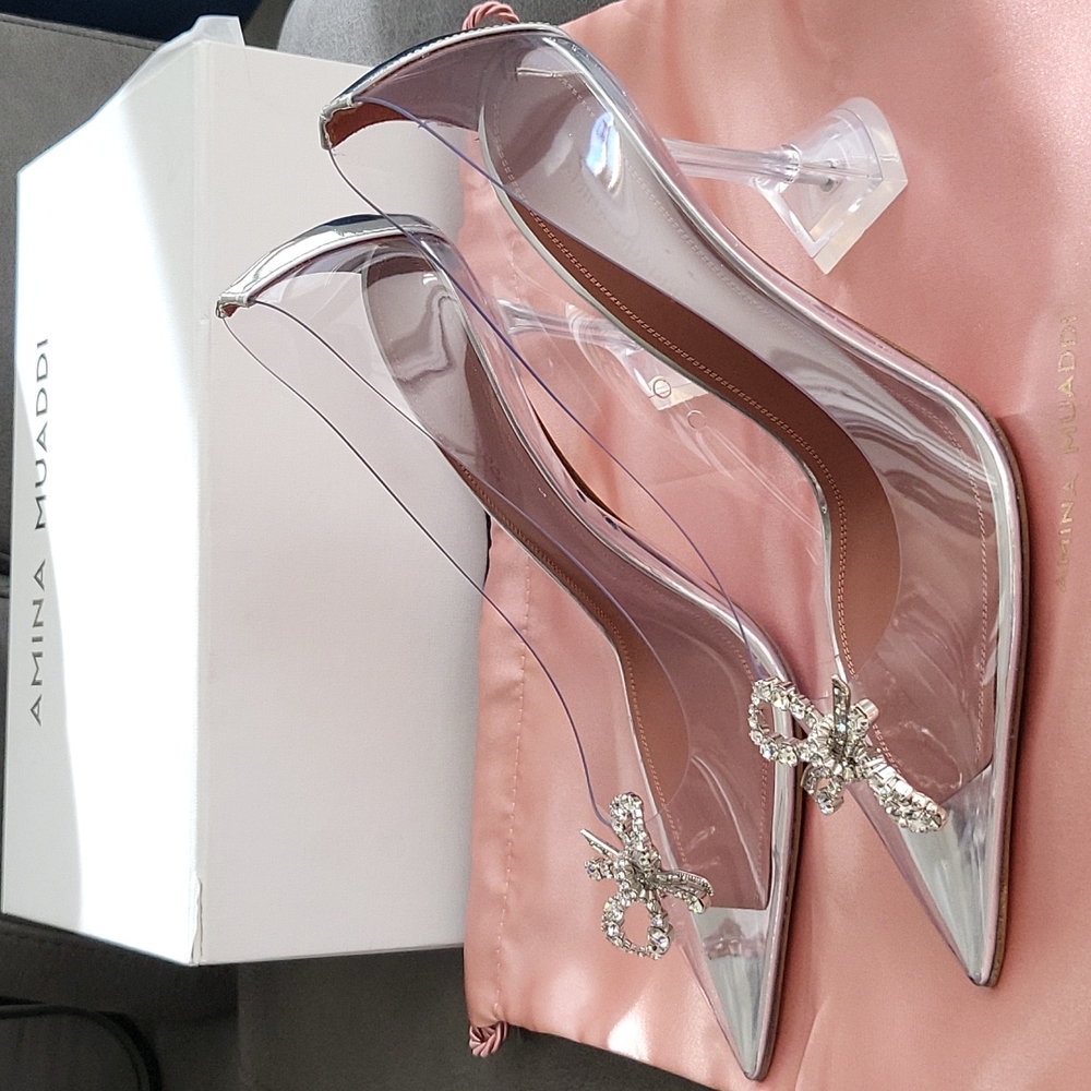 Amina Muaddi Rosie Glass Pump size 38.5